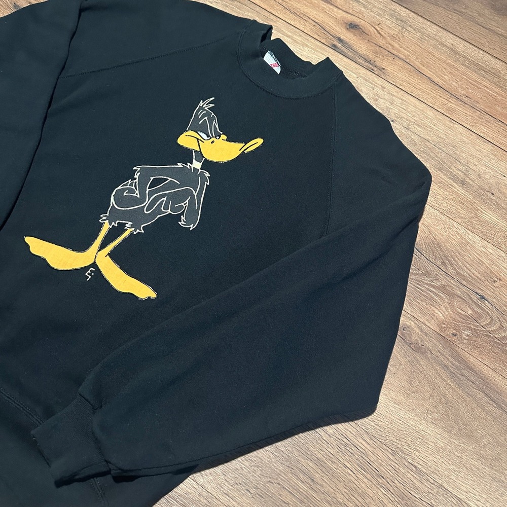 Vintage Jerzees Black Daffy Duck Sweatshirt Mens XL